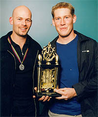 Marcus Trimboli (left) and Drew Litster (Right) at the 2001 SAAFL Awards.